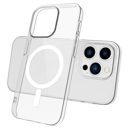 iPhone Uyumlu 15 Pro Max Kılıf Zore Magsafe Şarj Özellikli Şeffaf Tek Kamera Çerçeveli Porto Kapak