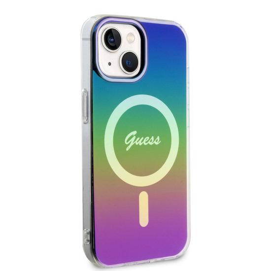 iPhone Uyumlu 15 Kılıf Guess Orjinal Lisanslı Magsafe Şarj Özellikli Yazı Logolu Iridescent Kapak