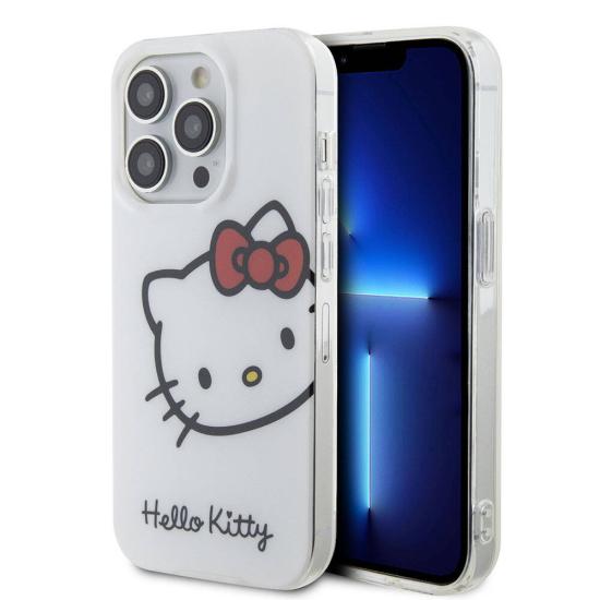 iPhone Uyumlu 15 Pro Kılıf Hello Kitty Orjinal Lisanslı Yazı ve İkonik Logolu Kitty Head Kapak