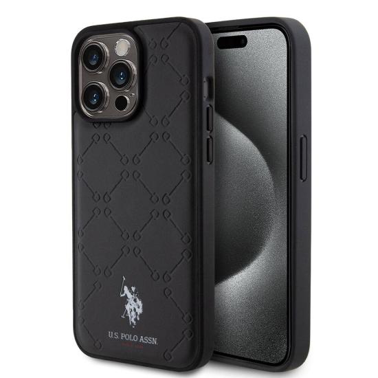 iPhone Uyumlu 15 Pro Max Kılıf U.S. Polo Assn. Orjinal Lisanslı HS Desenli Baskı Logolu Suni Deri Kapak