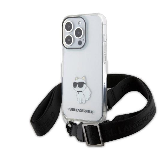 iPhone Uyumlu 15 Pro Max Kılıf Karl Lagerfeld Orjinal Lisanslı Boyun Askılı Choupette İkonik Crossbody Kapak