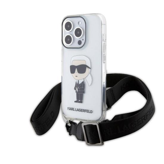 iPhone Uyumlu 15 Pro Kılıf Karl Lagerfeld Orjinal Lisanslı Boyun Askılı Karl İkonik Crossbody Kapak