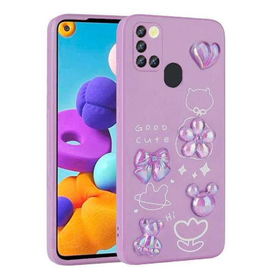 Galaxy Uyumlu A21S Kılıf Kabartma Figürlü Parlak Zore Toys Silikon Kapak