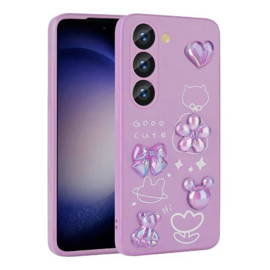 Galaxy Uyumlu S23 Kılıf Kabartma Figürlü Parlak Zore Toys Silikon Kapak