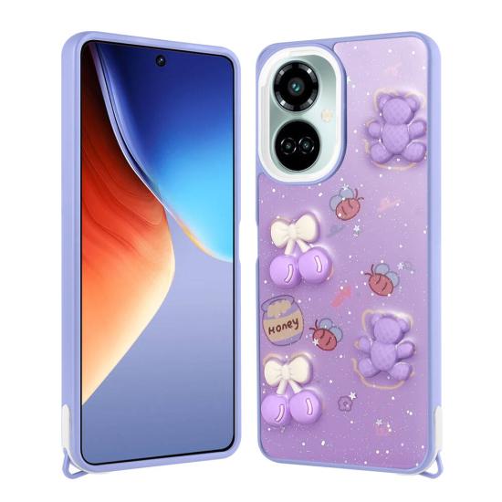 Tecno Camon 19 Pro Kılıf Parlayan Simli Kabartma Figürlü Zore Cevze Kapak