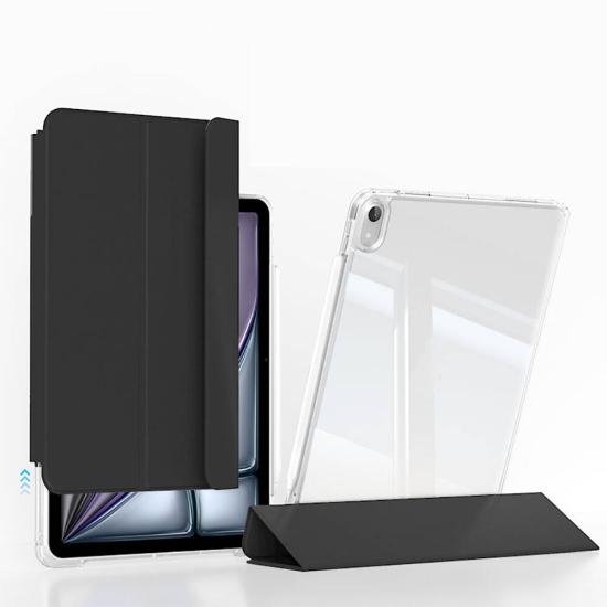 ​  iPad Uyumlu Air 13 2024 Kılıf Magnetik Ayrılabilen Airbagli Zore Sliding Tablet Kılıfı-Siyah