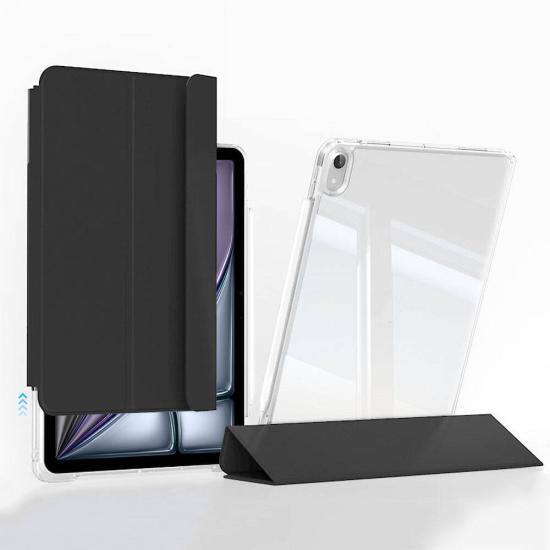 ​  iPad Uyumlu Air 11 2024 Kılıf Magnetik Ayrılabilen Airbagli Zore Sliding Tablet Kılıfı-Siyah
