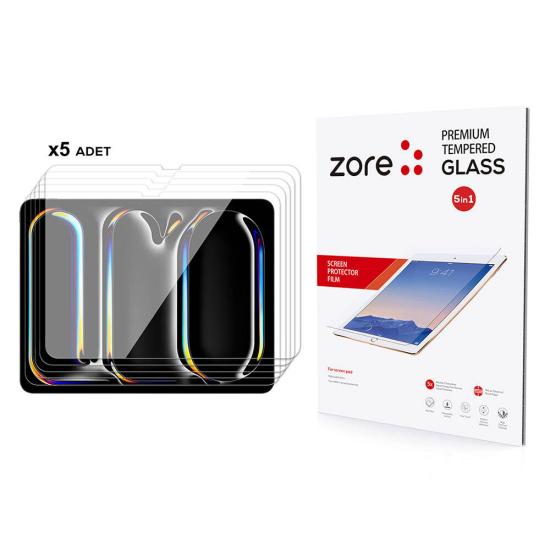 iPad Uyumlu 13 Pro 2024 Zore 5in1 Tablet Temperli Cam Ekran Koruyucu