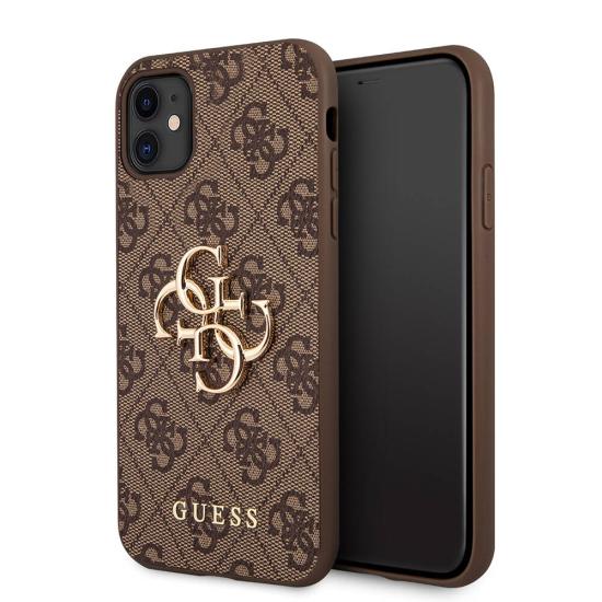 iPhone Uyumlu 11 Kılıf GUESS PU Deri Büyük Metal Logo Dizaynlı Kapak