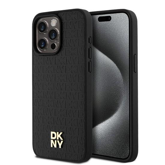 iPhone Uyumlu 15 Pro Max Kılıf DKNY Orjinal Lisanslı Magsafe Şarj Özellikli 3D Yazılı Repeat Pattern Kapak