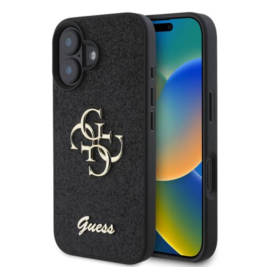 iPhone Uyumlu 16 Kılıf Guess Orjinal Lisanslı 4G Büyük Metal Logolu Glitter Kapak