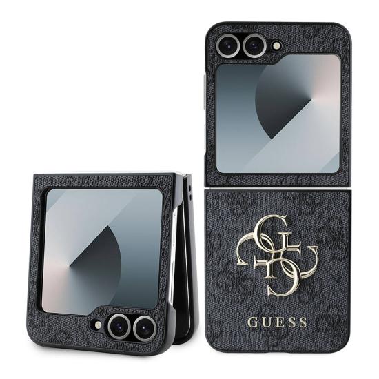 Galaxy Uyumlu Z Flip 6 Kılıf Guess Orjinal Lisanslı Leather Metal Logo Kapak