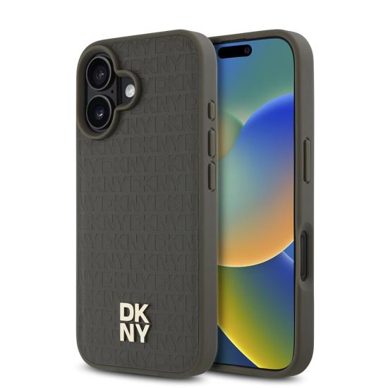 iPhone Uyumlu 16 Plus Kılıf DKNY Orjinal Lisanslı Magsafe Şarj Özellikli 3D Yazılı Repeat Pattern Kapak